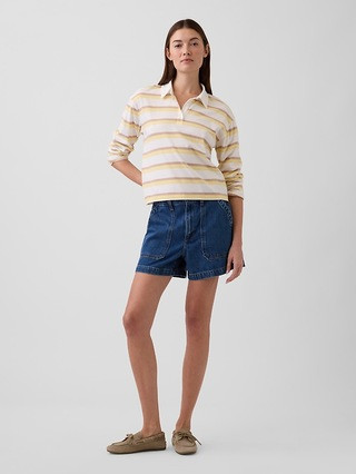4" High Rise SuperSoft Denim Utility Shorts | Gap Factory