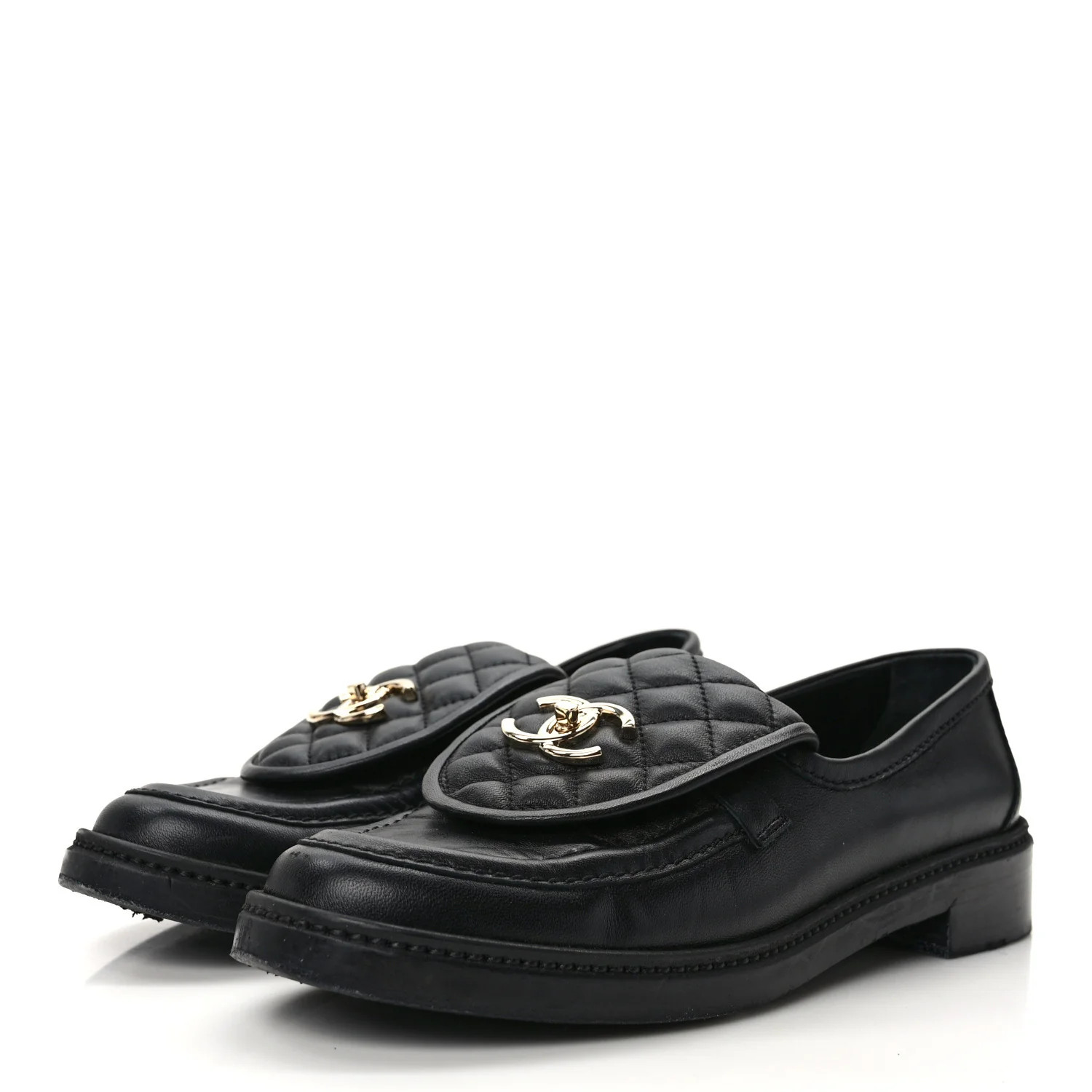 Lambskin Quilted CC Turnlock Loafers 39.5 Black | FASHIONPHILE (US)