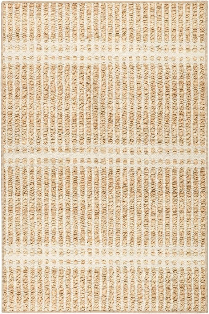 Dash and Albert Arbor Machine Washable Area Rug - 2.5' x 8' Runner Neutral Stripe Washable Accent... | Amazon (US)