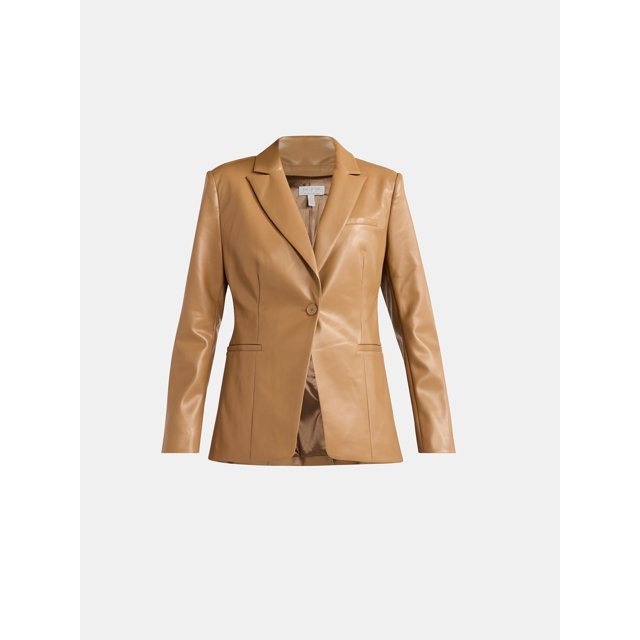 Sofia Jeans Women's and Women's Plus Size Faux Leather Single Breasted Blazer, Sizes XS-5X | Walmart (US)