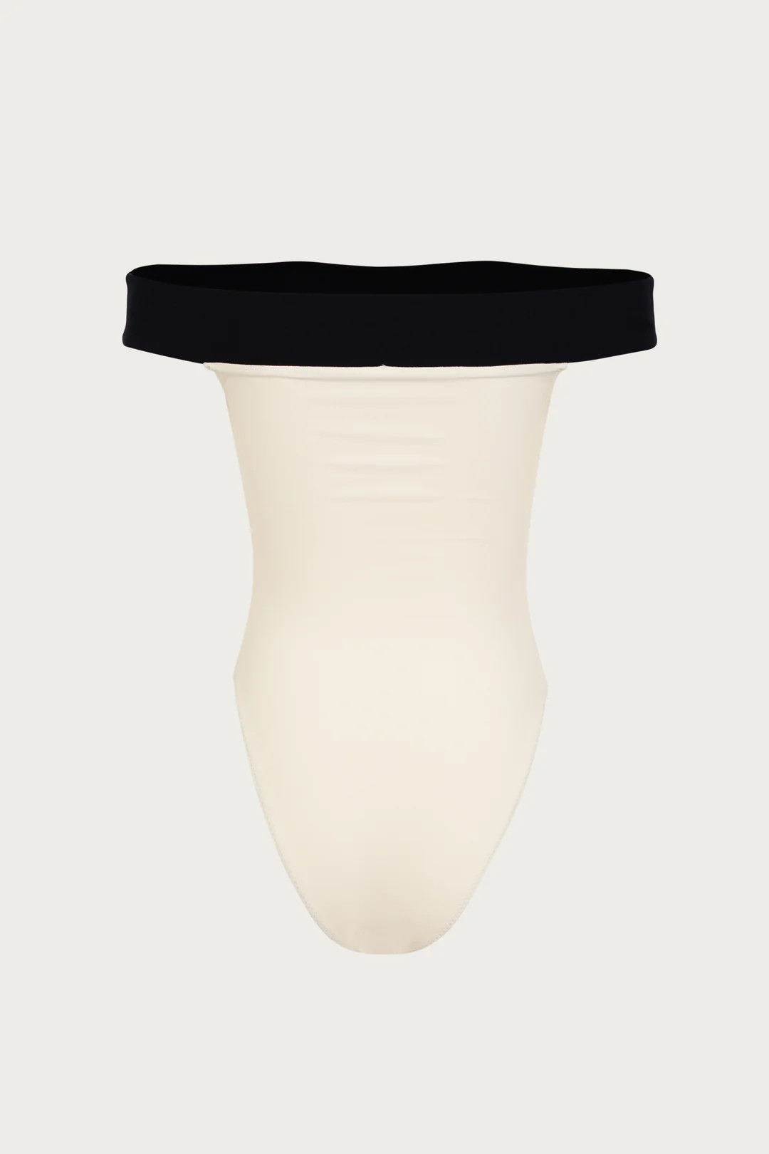 Off Shoulder One Piece (Faux Suede Cream/Black) | SAME