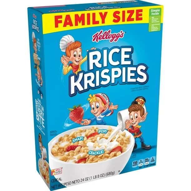 Kellogg's Rice Krispies Breakfast Cereal, Original, Family Size, Fat Free Food, 24oz | Walmart (US)