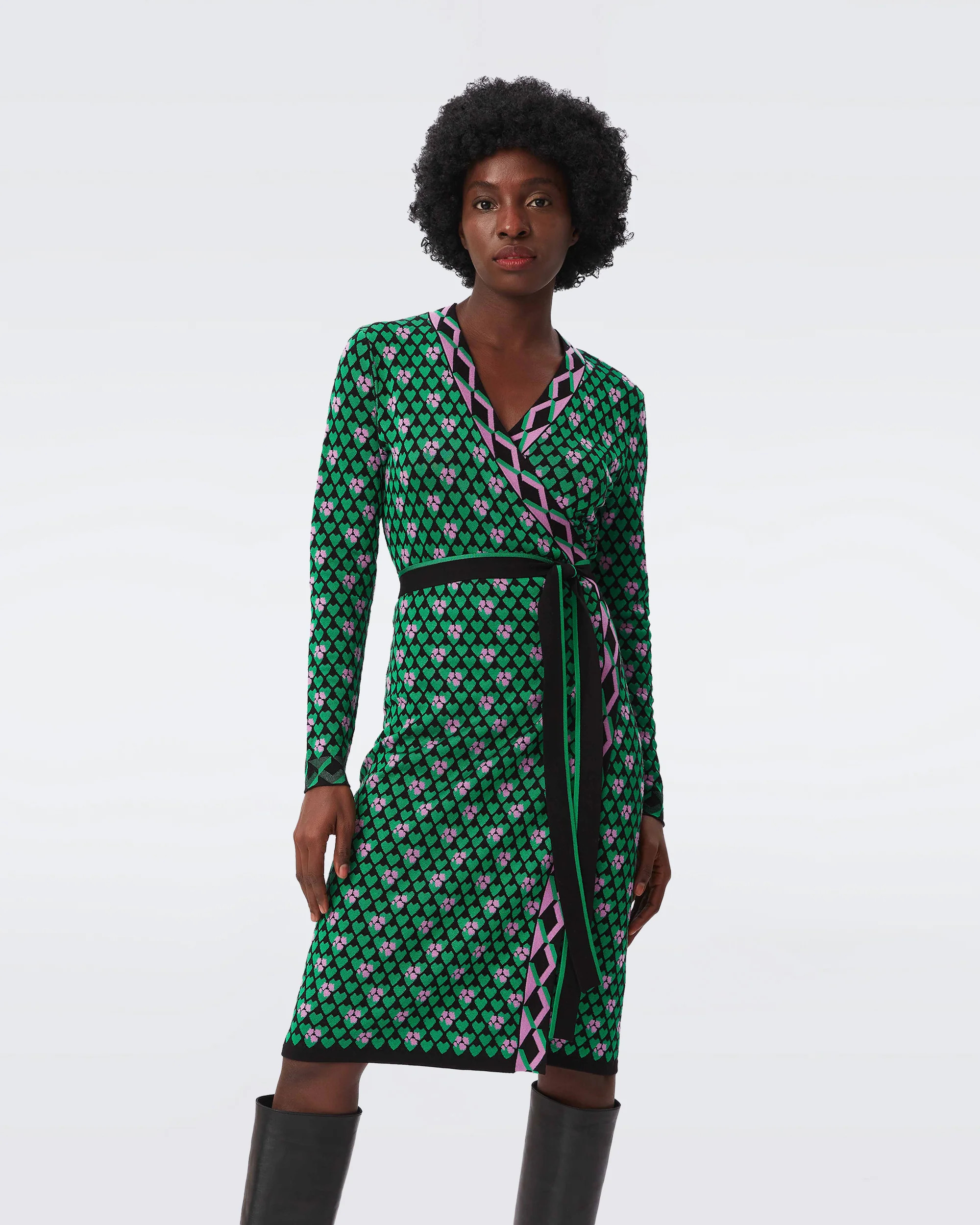Alexandrina Sweater Wrap Dress | Diane von Furstenberg US - Dynamic