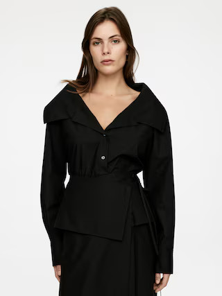 Wide-Collar Blouse – Black – Women – ARKET GB | Arket UK