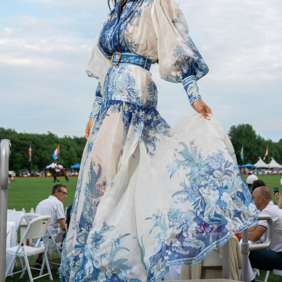 Zimmermann 2 Women's Zippy Silk Linen Paisley Billow Gown - Blue Paisley | Poshmark