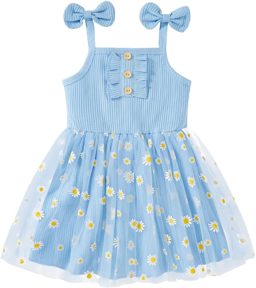 GRNSHTS Toddler Baby Girl Dress Sleeveless Strap Knit Dress Tutu Dresses Princess Sundress | Amazon (US)