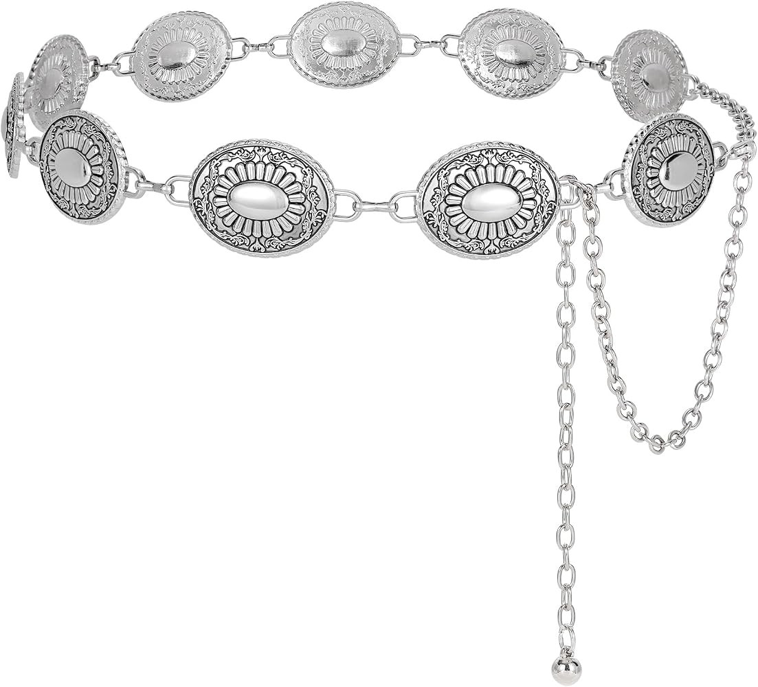 KASBAH Women Western Concho Belts For Dresses Jeans Cowgirl Waist Chain Belt Adjustable Metal Con... | Amazon (US)