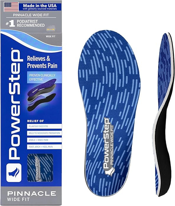 PowerStep Wide Fit Orthotics Insoles, Wide Feet Arch Support, Plantar Fasciitis Relief, Mild Pron... | Amazon (US)