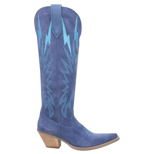 Dingo Womens Thunder Road Embroidered Snip Toe Casual Boots Knee High Mid Heel 2-3" - Blue - Size 9.5 M | Amazon (US)