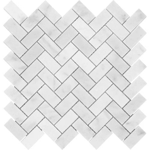 Satori Bianco Polished 12-in x 12-in Polished Herringbone Marble Look Wall Tile | Lowe's