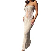 Women Sexy Mini Skirt Set Y2k Strapless Tube Top Bodycon Skirt 2 Piece Outfits Dress Solid Party ... | Amazon (US)