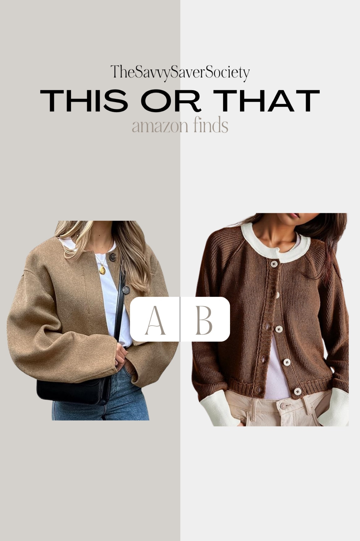 This or that: AMAZON FINDS

Casual outfit, outfit ideas, elegant style, minimal style, fashion inspo, neutral style, Amazon fashion, Amazon finds, ootd, basics, street style, neutral outfits, summer outfit, summer style, summer fashion, summer outfits, styling ideas, what to wear, chic style, outfit inspo, simple outfits, coat, jacket, cardigan, fall outfit 

#LTKFindsUnder50 #LTKStyleTip #LTKSeasonal