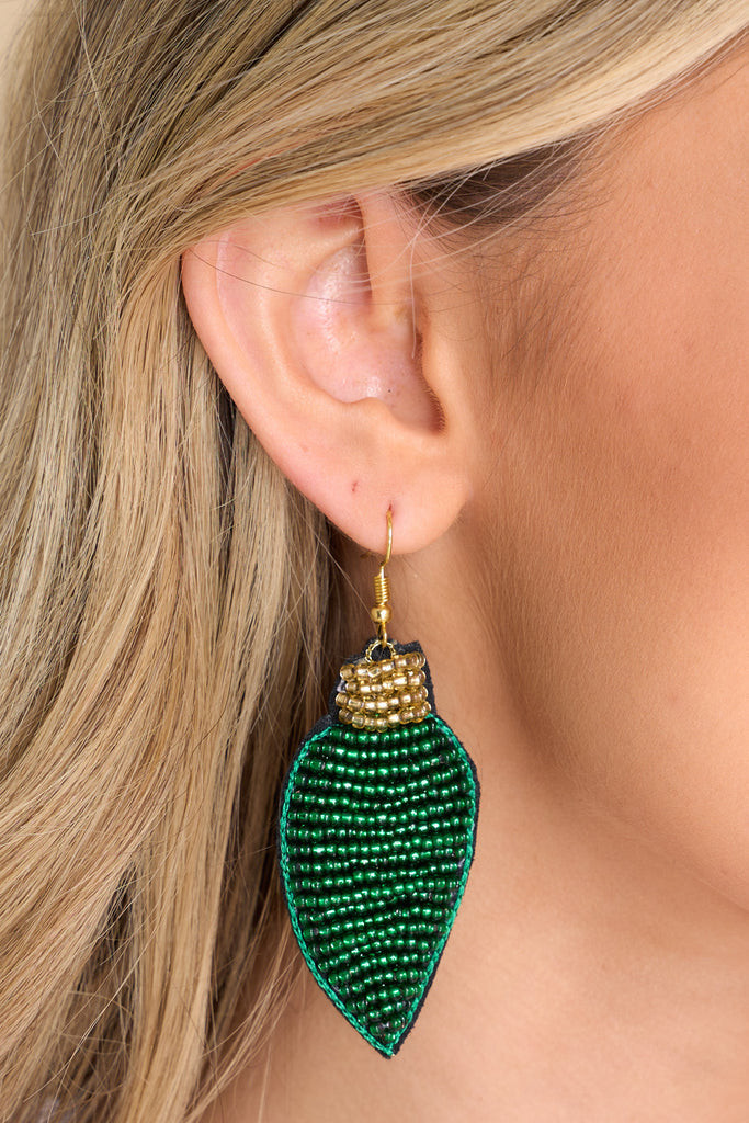 With A Light Heart Green Earrings | Red Dress 