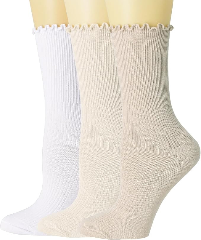 SRYL Ruffle Ankle Socks for Women's,Casual Cute Turn-Cuff Socks Soft Breathable Knit Cotton Lettu... | Amazon (US)