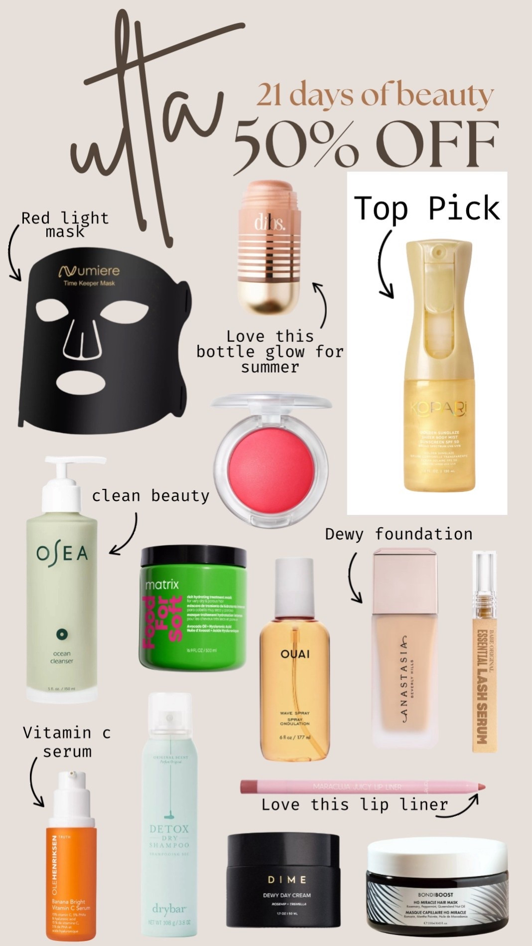 Ulta 50% off beauty deals

#LTKBeauty #LTKSeasonal #LTKSpringSale