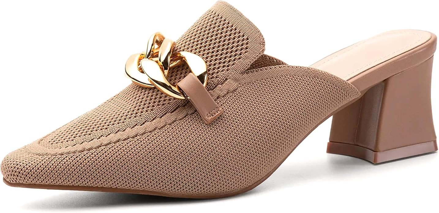 NEWBELLA Mules Shoes for Women Mousse Fit Women Heeled Mules Knit Pointed Toe - Elegant Comfortab... | Amazon (US)