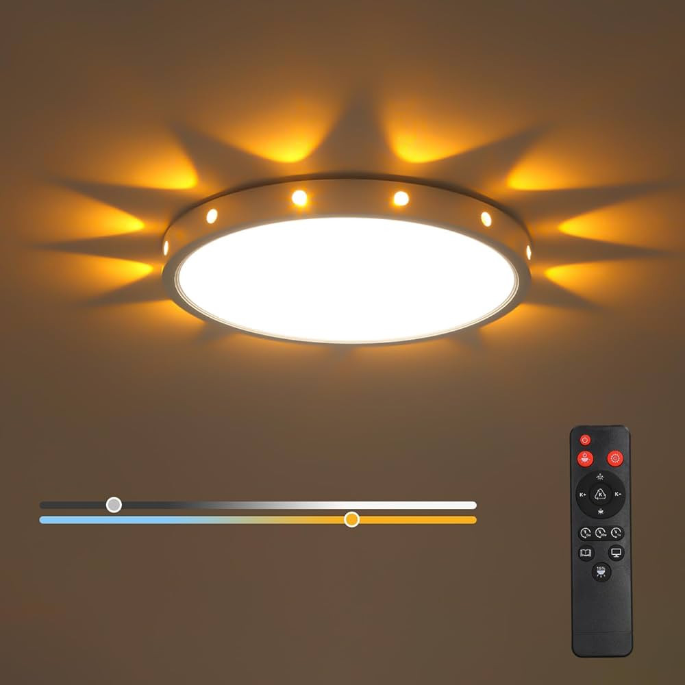 12in 24Watt Flush Mount led Ceiling Light fixtures.Remote Control Dimmable Ceiling Lights for Bed... | Amazon (US)