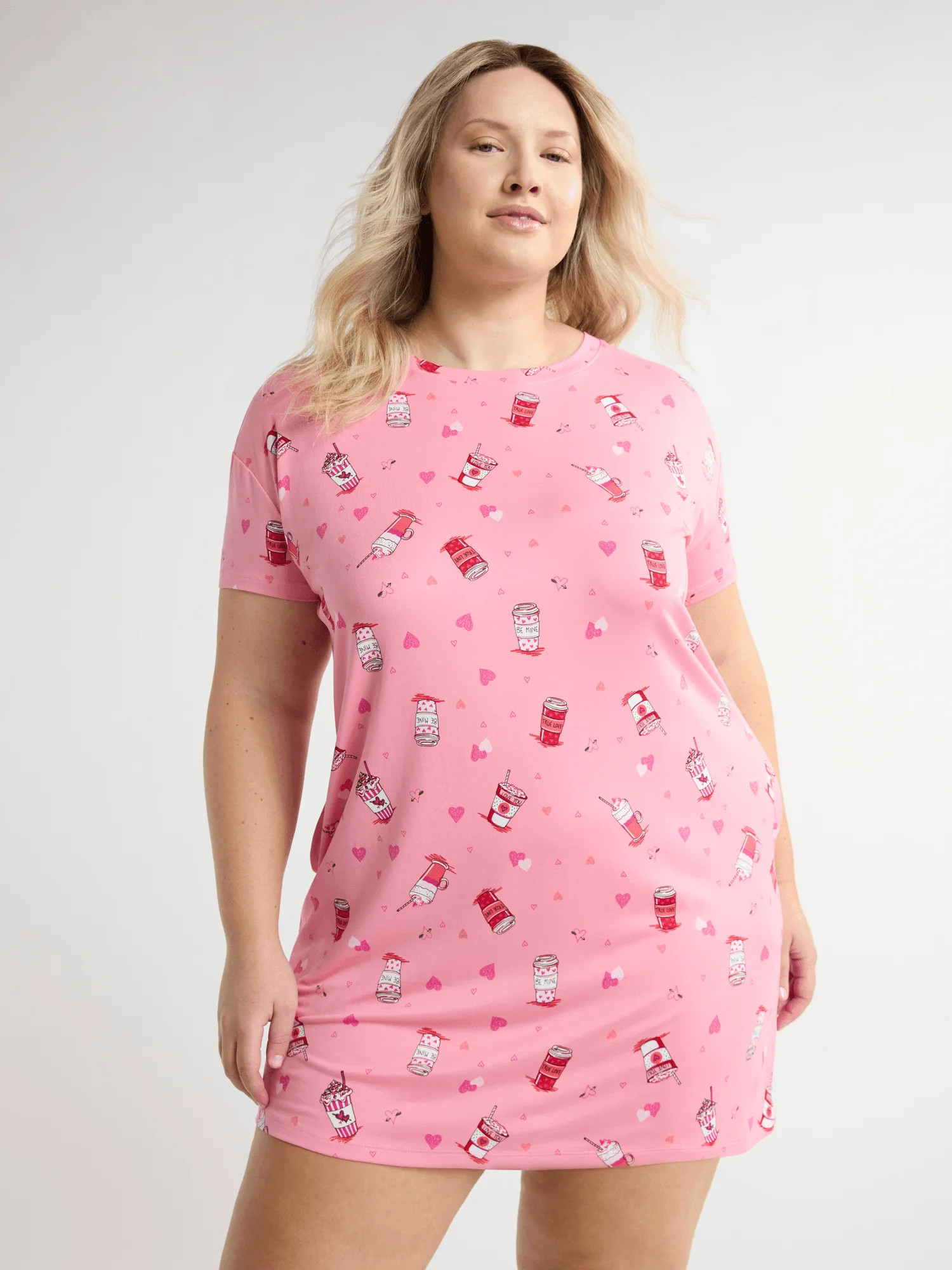 Joyspun Women’s Short Sleeve Sleep Shirt, Sizes S/M to 2X/3X | Walmart (US)