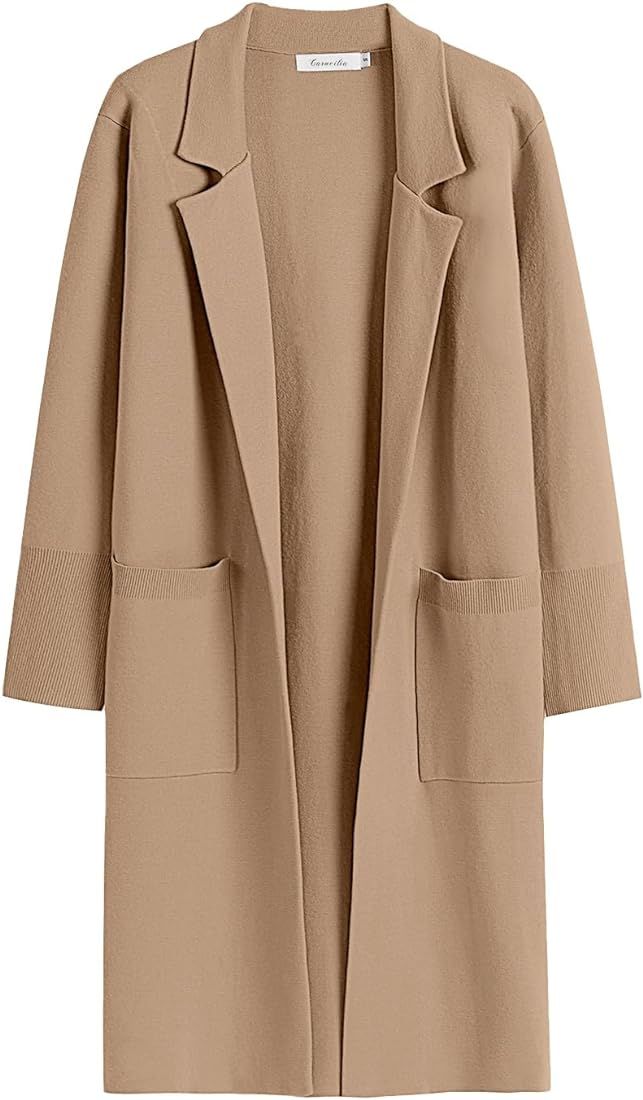 Caracilia Cardigan for Women Oversized Open Front Long Sleeve Sweater 2023 Fall Trendy Knit Blaze... | Amazon (US)