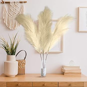 LokoVynes Artificial Pampas Grass Large - 3 Stems, 43 Inches Tall - Large Pampas Grass Decor Give... | Amazon (US)