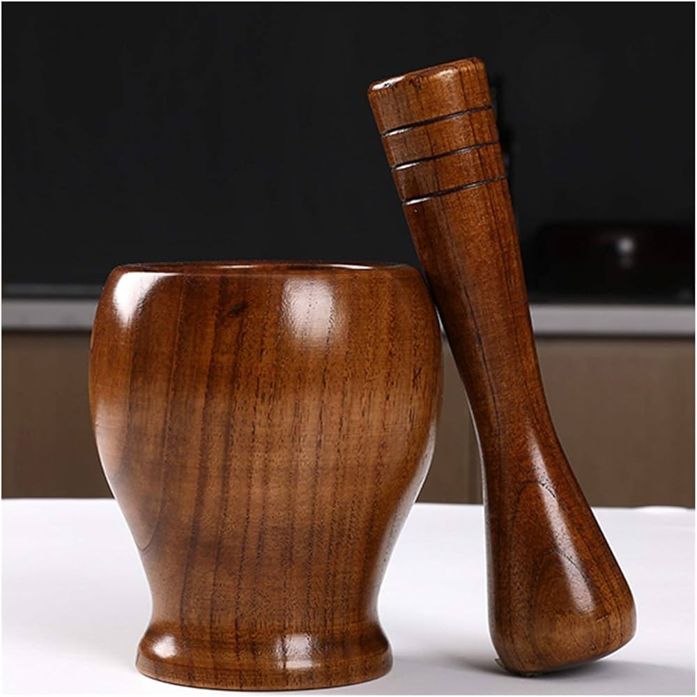 KIZQYN Mortar and Pestle Kitchen Mortar and Pestle Set，Wooden Mortar and Pestle Grinding Set，... | Amazon (UK)