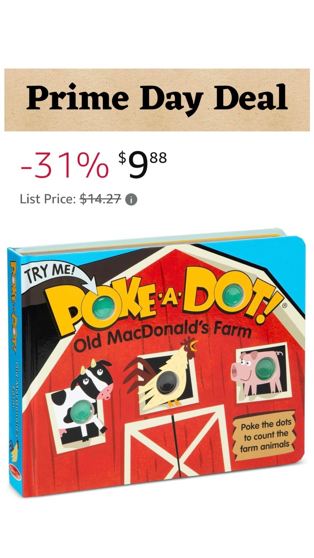Melissa & Doug Children's Book - Poke-a-Dot: Old MacDonald’s Farm (Board Book with Buttons to Pop) - FSC Certified

#LTKSaleAlert #LTKBaby #LTKKids