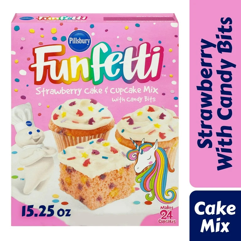Pillsbury Funfetti Strawberry Cake Mix with Candy Bits, 15.25 Oz Box | Walmart (US)