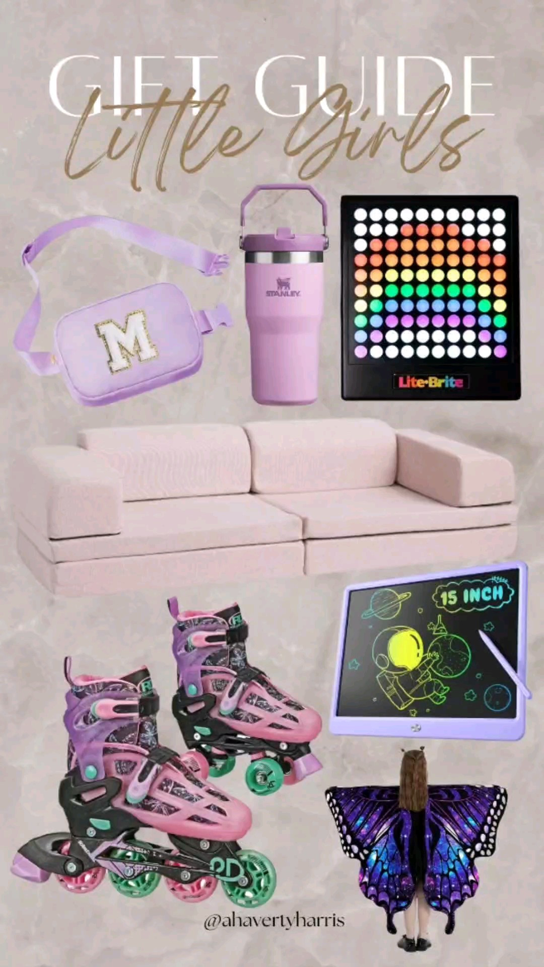 Little Girl Gift Guide - gifts perfect for your elementary aged girl - convertible roller blades to roller skates, STEM toys,  monogram bum bag,  butterfly dress up,  play couch perfect for building forts, drawing pad, lots of Amazon gift ideas!

#LTKCyberWeek #LTKWatchNow #LTKGiftGuide