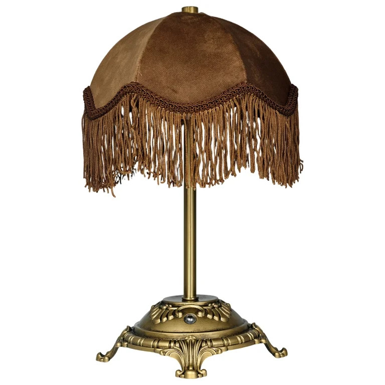 Home Decor Collection Sterling & Noble Home Brown Velvet Fringe Victorian Style Rechargeable Tabl... | Walmart (US)
