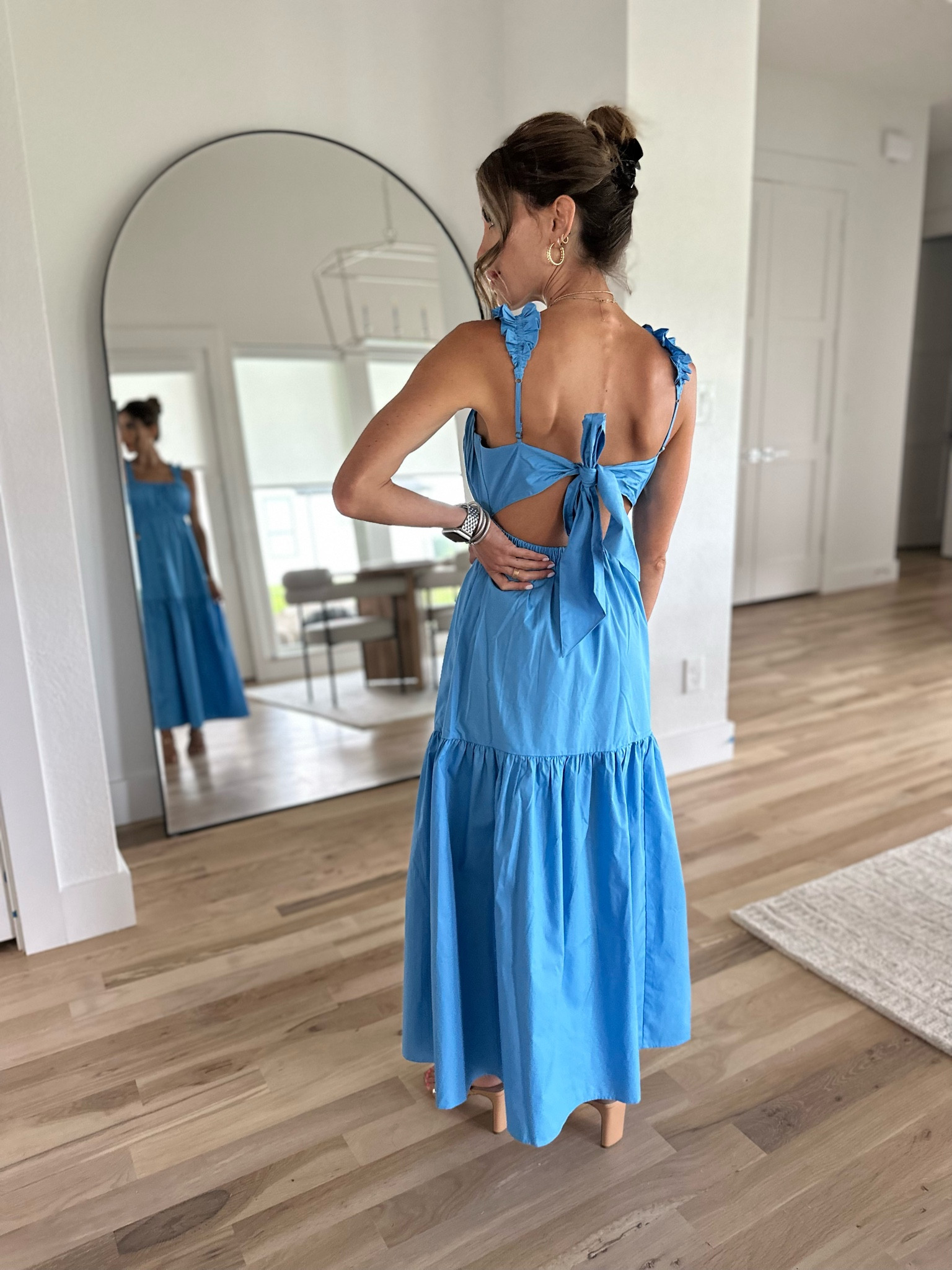 petite poplin backless maxi dress Poplin Backless Maxi Dress