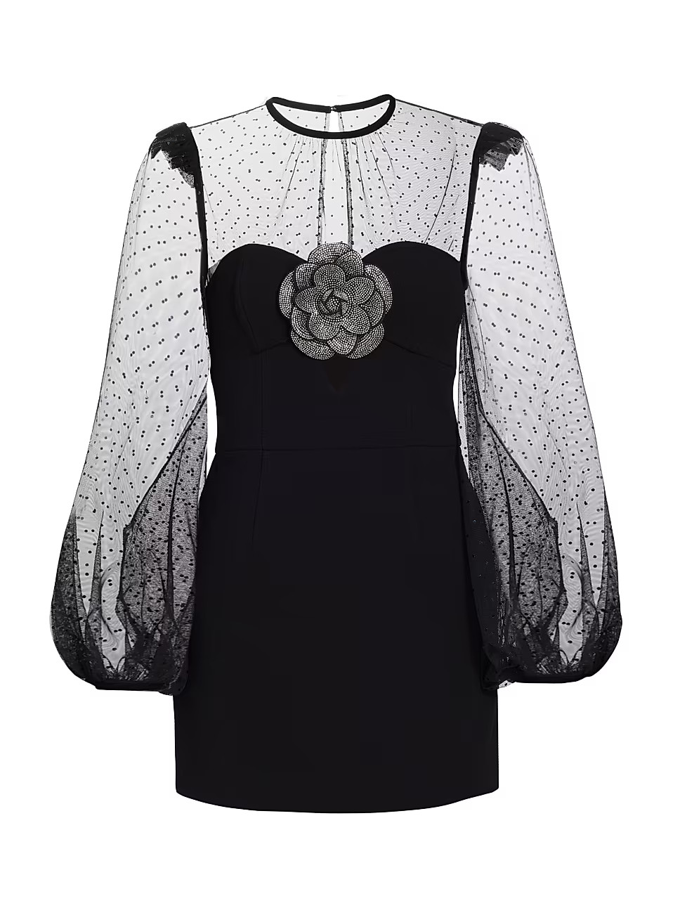 Yvonne Crystal Flower-Embellished Minidress | Saks Fifth Avenue