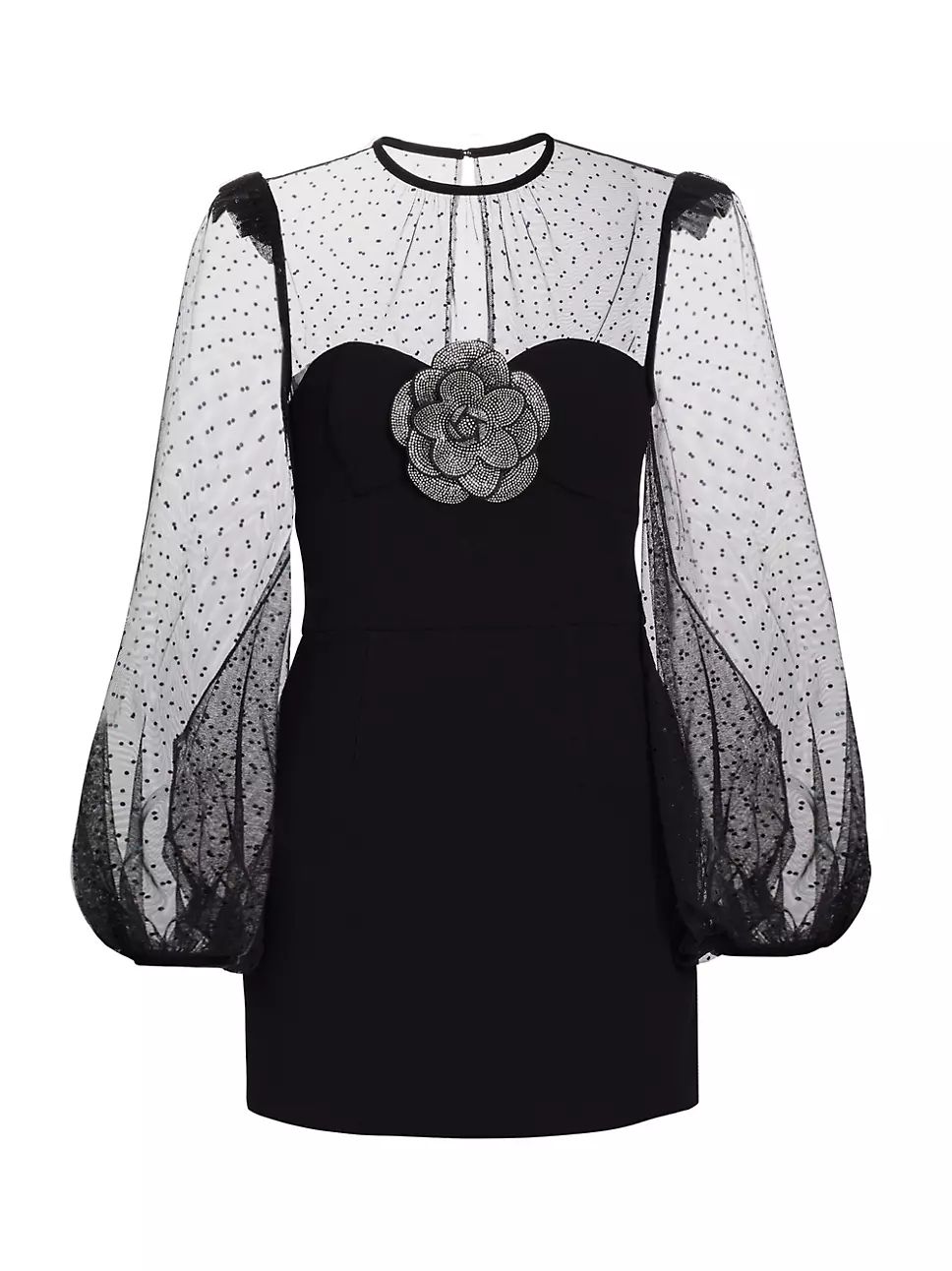 Yvonne Crystal Flower-Embellished Minidress | Saks Fifth Avenue