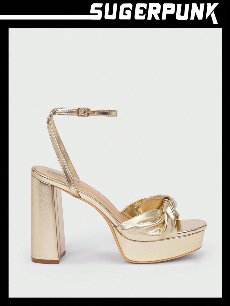 Sugerpunk Sandalias de plataforma de tacón alto y elegantes de unicolor para fiesta para mujer | SHEIN