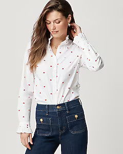 Printed ruffle button-up shirt | J.Crew Factory