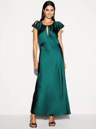 The Occasion by Old Navy Flutter-Sleeve Keyhole Satin Maxi Dress | Old Navy (US)