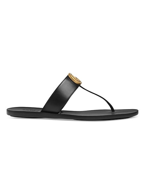 Gucci Marmont Leather Thong Sandals With Double G | Saks Fifth Avenue