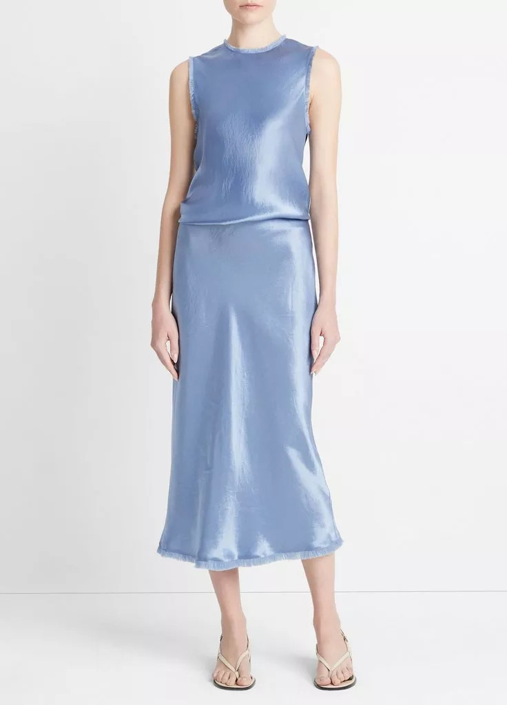 Satin Frayed-Edge Bias Skirt | Vince LLC