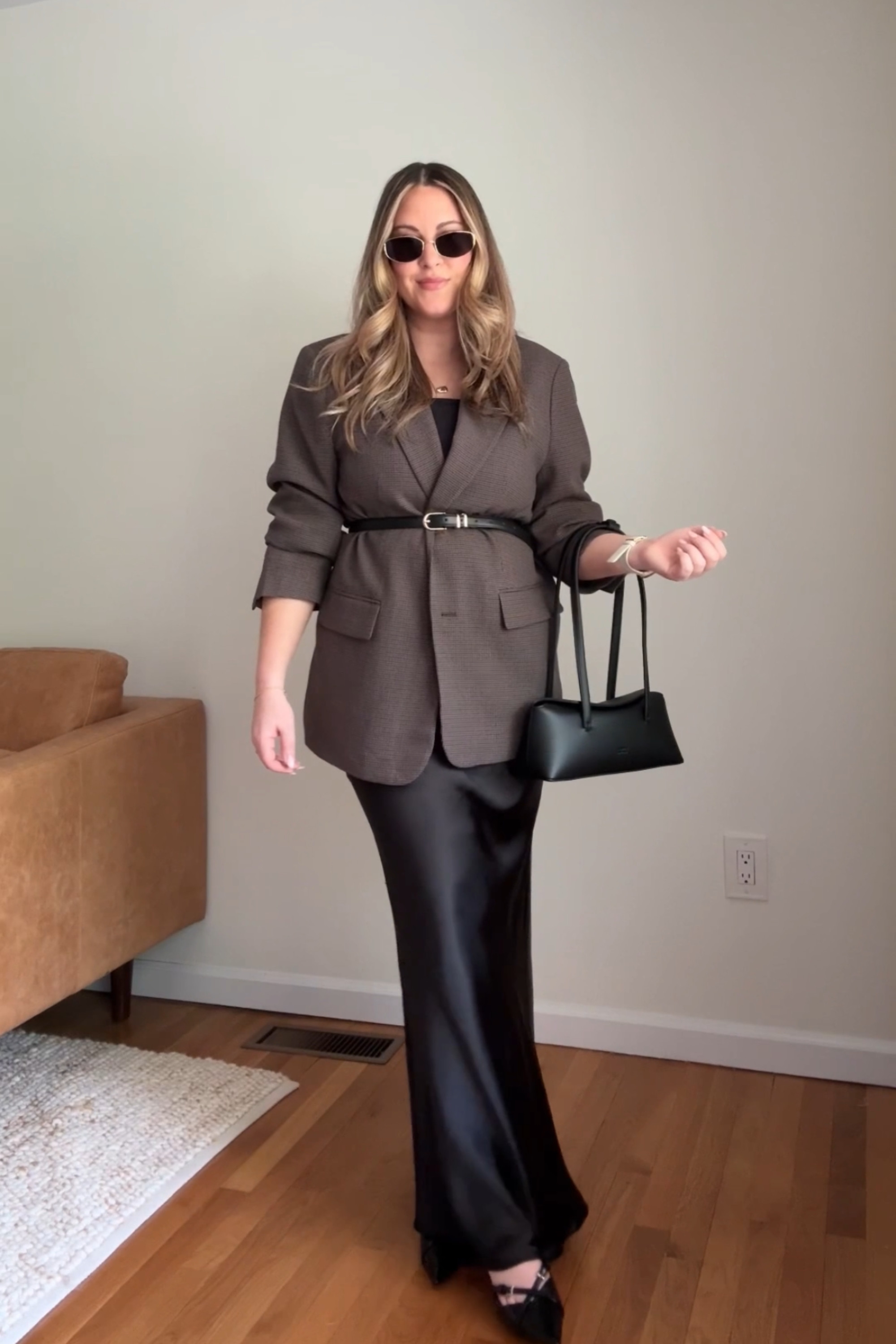 Spring Capsule 〰️ Ways to wear a satin skirt. Skirt is old REVOLVE + blazer is old GAP so linking similar! 

satin skirt outfit, maxi skirt outfit, black maxi skirt, black satin skirt, spring outfits, workwear outfit, spring capsule wardrobe 

 #LTKSeasonal #LTKFindsUnder100 #LTKStyleTip