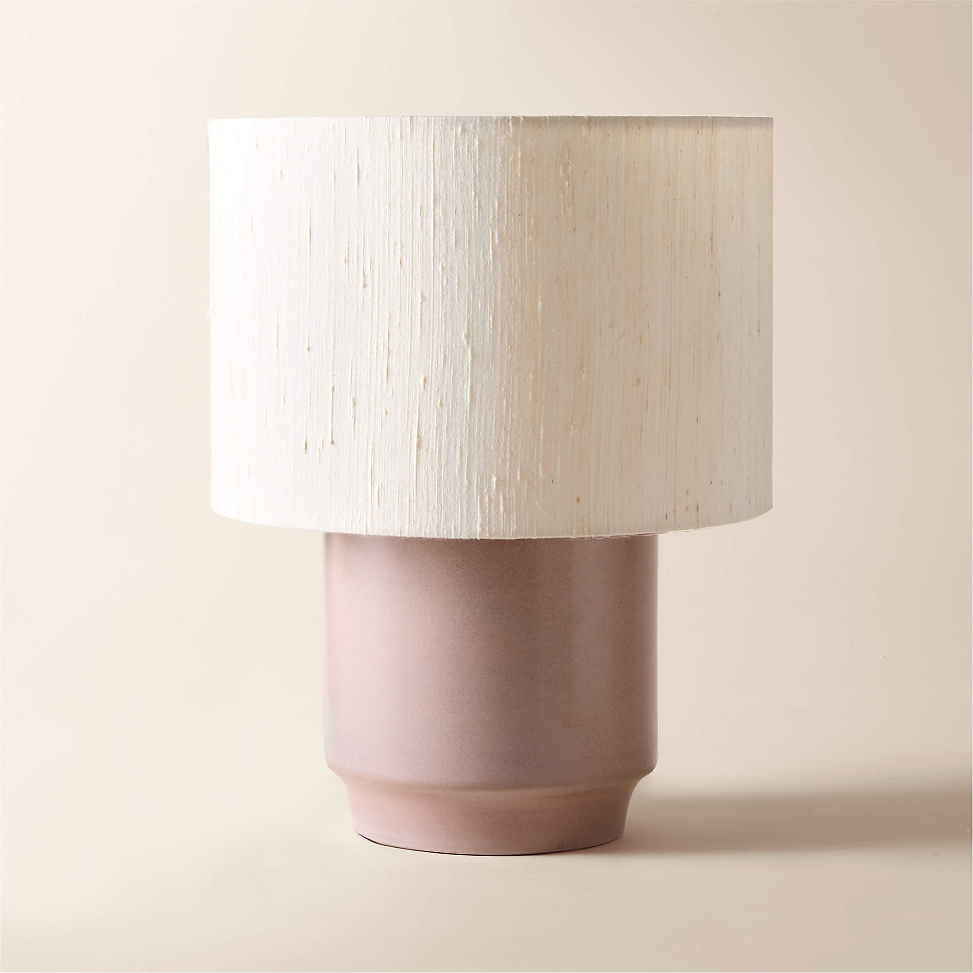 Rosalind Large White Ceramic Reactive Glaze Table Lamp with Silk Shade + Reviews | CB2 | CB2