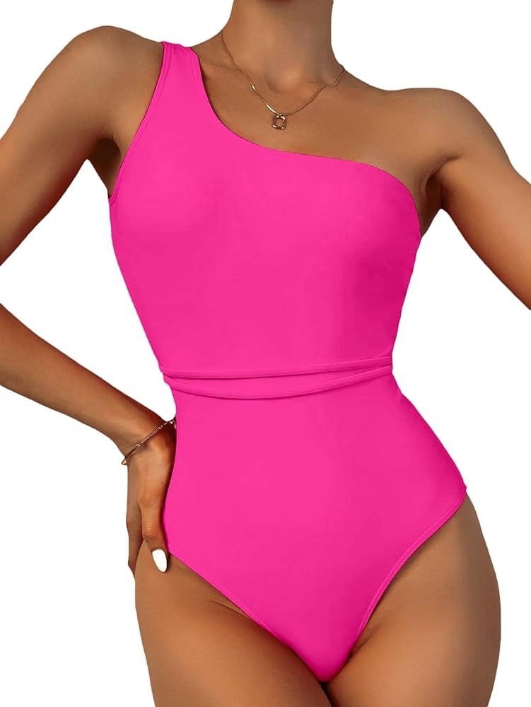 Milumia Women One Shoulder One Piece Swimsuit Sleeveless Padded Bathing Suit | Amazon (US)