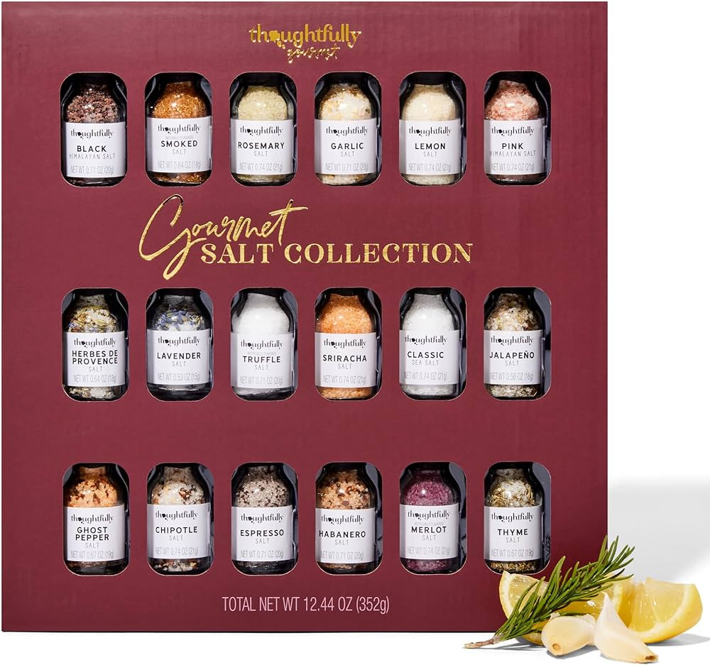 Thoughtfully Gourmet, Gourmet Salt Sampler Collection Gift Set, Vegan and Vegetarian, Uniquely Fl... | Amazon (US)
