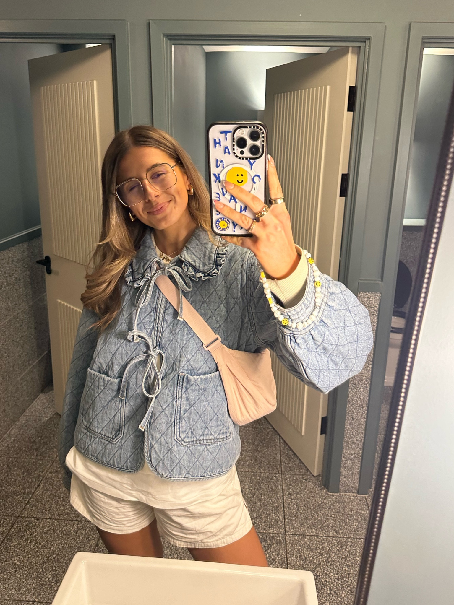 Denim quilted bow tie jacket, tie up jacket , oversized denim jacket, white basic tee tshirt airism tshirt, cream knit jumper sweater Uniqlo, Anthropologie, adanola line white cotton shorts boxer shorts, Birkenstock Boston suede, taupe summer spring outfit inspo capsule wardrobe mango, H&M asos #LTKxUNIQLO #ThisIsMyBestT

#LTKsummer #LTKstyletip