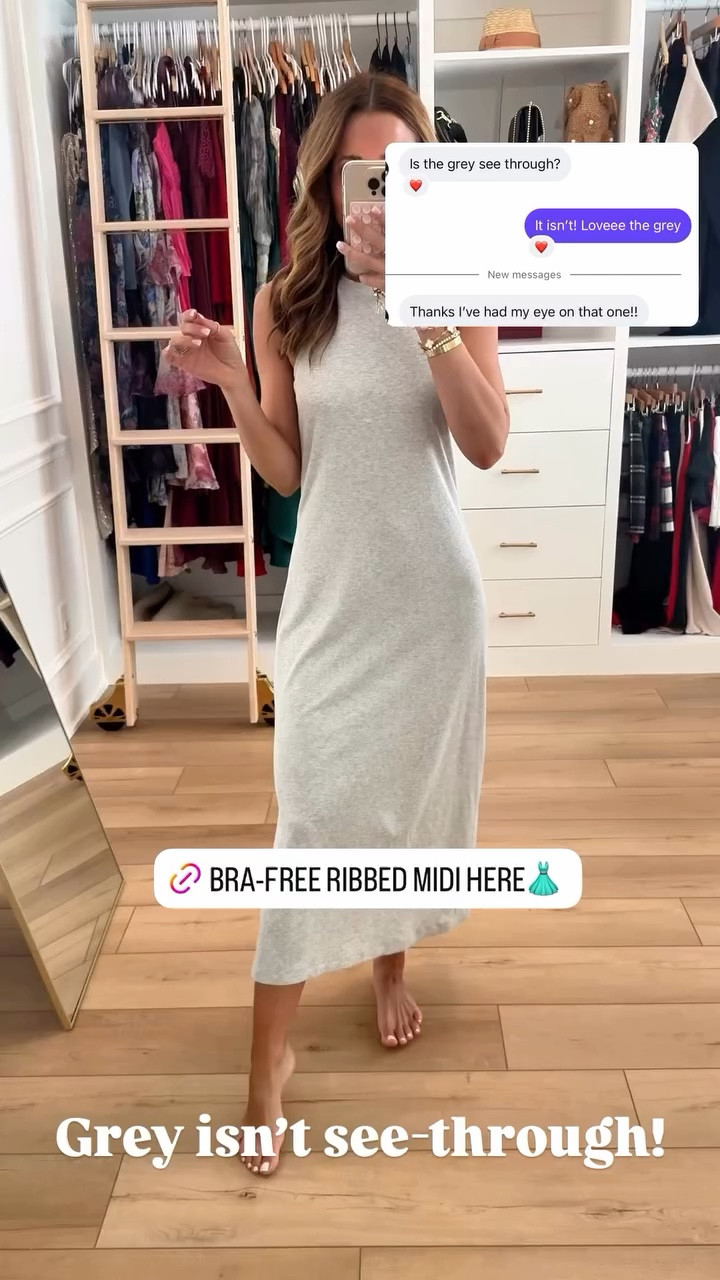 Target no-bra needed ribbed midi dress in XS. Grey isn’t see-through! Has built-in shelf bra. Everyday outfit. Mom outfit. 

#LTKootd #LTKTravel #LTKgrwm
