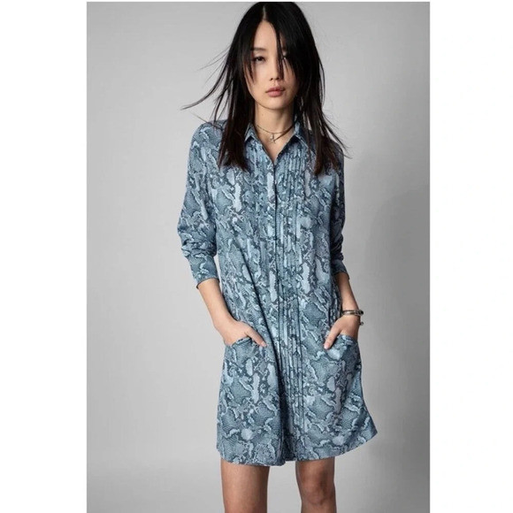 Zadig & Voltaire Rougi CDC Wild Snakeskin Shirt‎ Dress XS | Poshmark