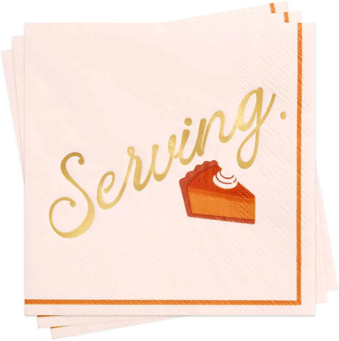 xo, Fetti Serving Pie Napkins - 25 Cocktail Napkins | Thanksgiving Party, Fall Hosting, Dessert Table, Gold Foil, Cream, Autumn Glam | Amazon (US)