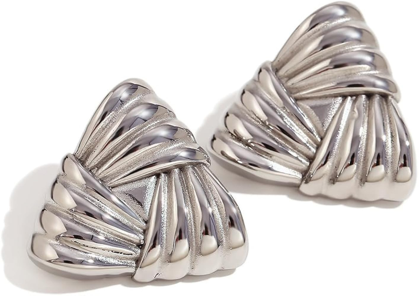 Striped Stud Earrings Flow Teardrop/Triangle/Petal Shaped, Unique Cast Stripe Fashion Personalize... | Amazon (US)