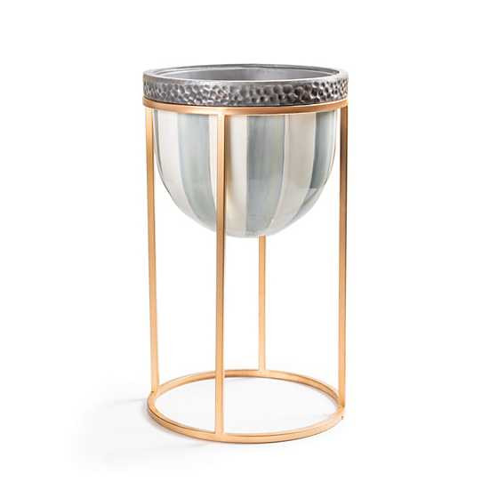 Sterling Stripe Plant Stand - Short | MacKenzie-Childs