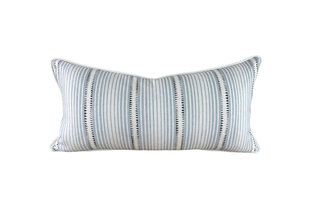 Schumacher Pillow, Lux Throw Pillow, Schumacher, Moncorvo in Le Mirage Pillow Cover, Blue Striped... | Etsy (US)