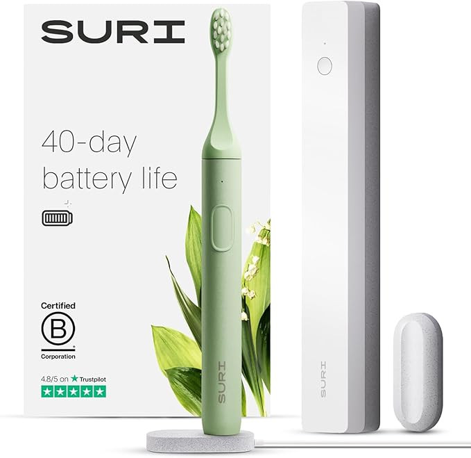 SURI Sustainable Sonic Toothbrush - Slim and Powerful Electric Toothbrush, Recyclable Plant-Based... | Amazon (US)