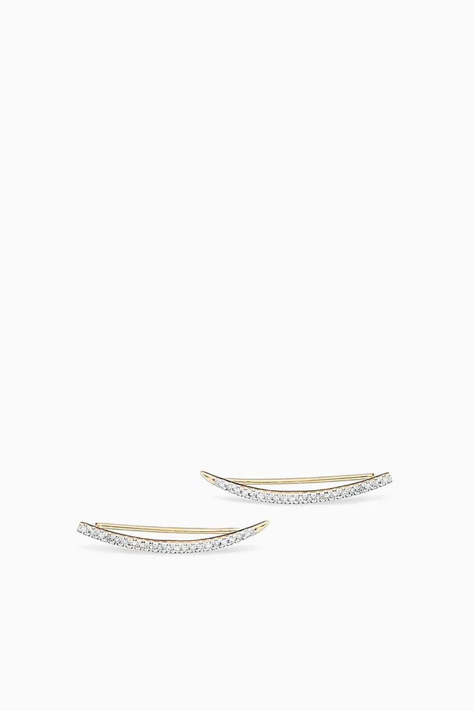 Large Pave Curve Wing Earrings in Yellow Gold | Hampden Clothing